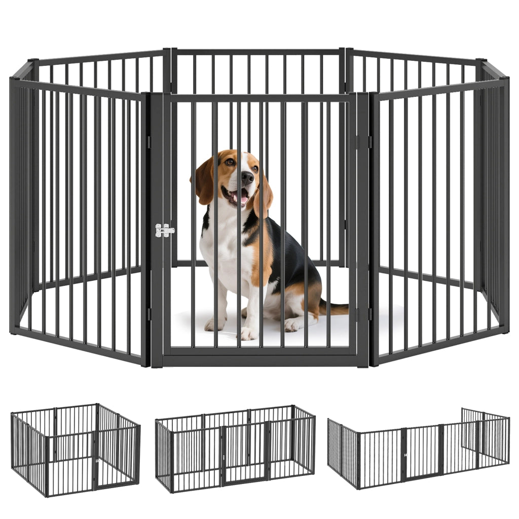 Recinto per Cani con 8 Pannelli ¨C Minimal ¨C Nero 60x76 cm