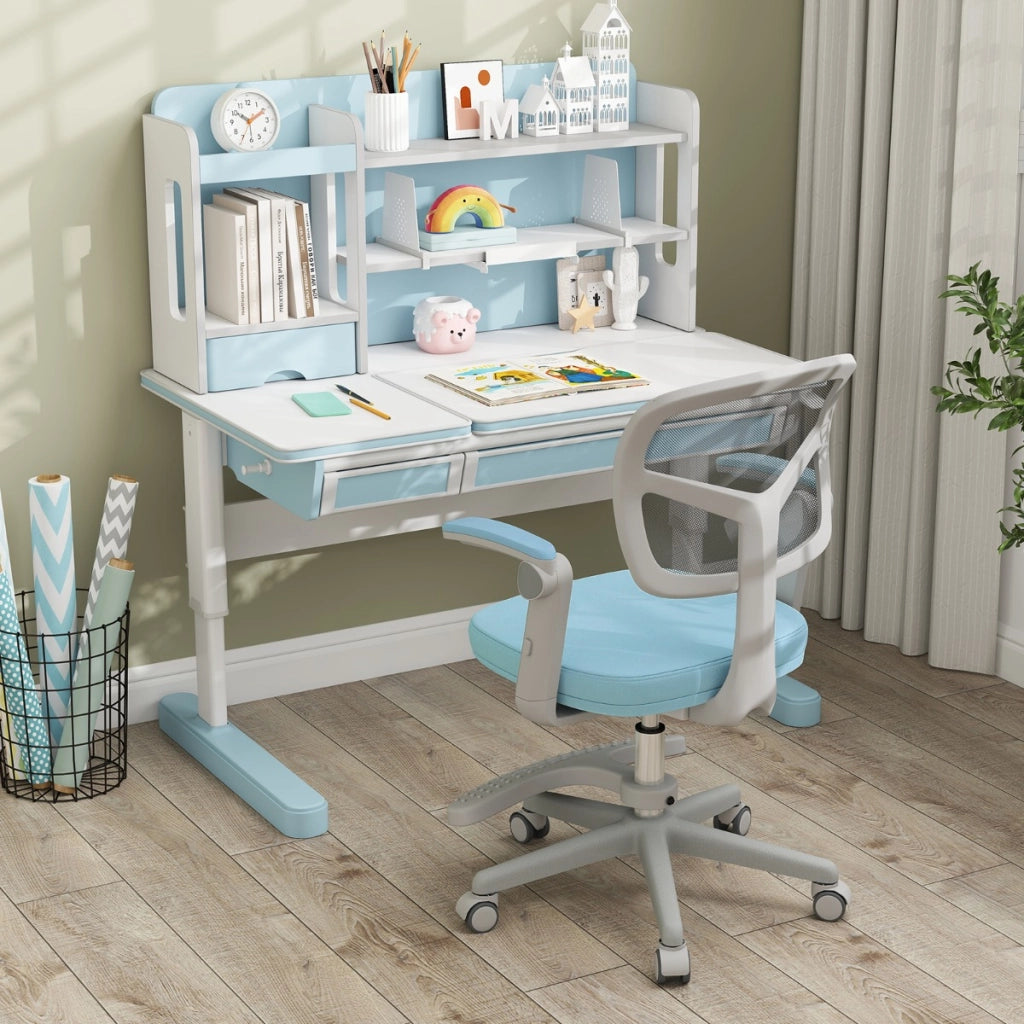 Sedia da studio con altezza regolabile da computer in rete, Sedia da scrivania per bambini ruote universali Blu-Tavoli e sedie