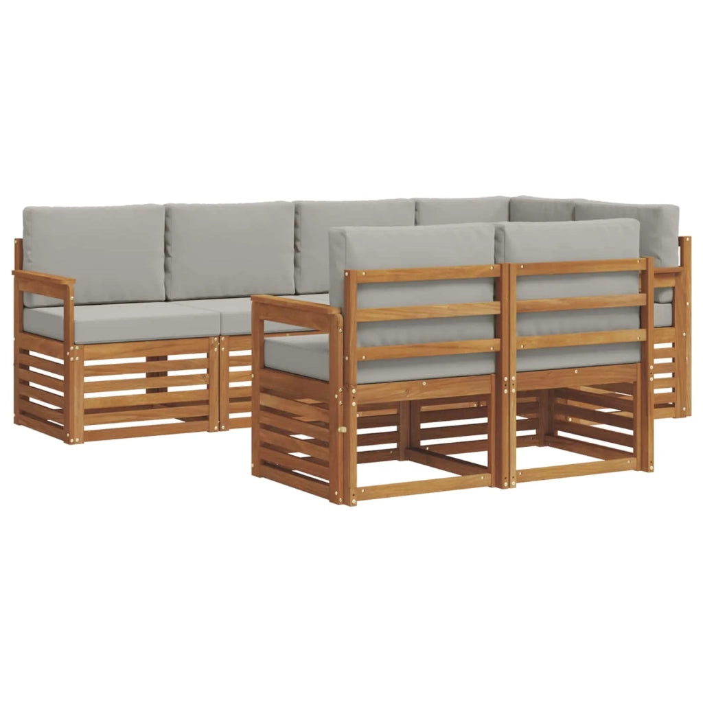 Set divano sezionale con cuscino 7 pcs Grigio Naturale e Chiaro 3374956