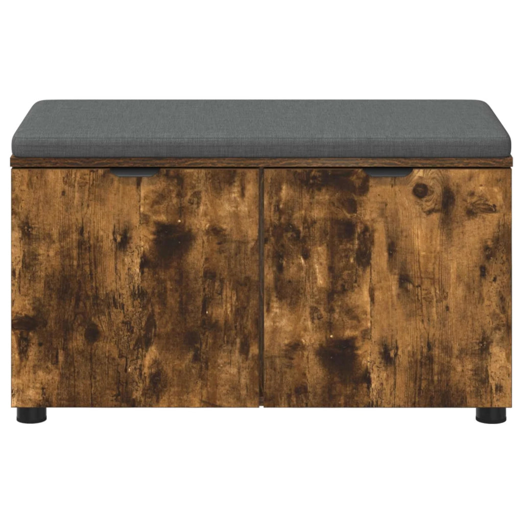 Panca per ingresso con cuscino-Sgabello-Panca da Corridoio Rovere fum¨¦ 80 x 46 x 46 cm