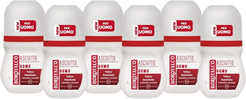 BOROTALCO SET 6 PZ DEO ROLL-ON 50ML L'UNO NEW ASCIUTTO PROFUMO AMBRATO NO ALCOOL 72H