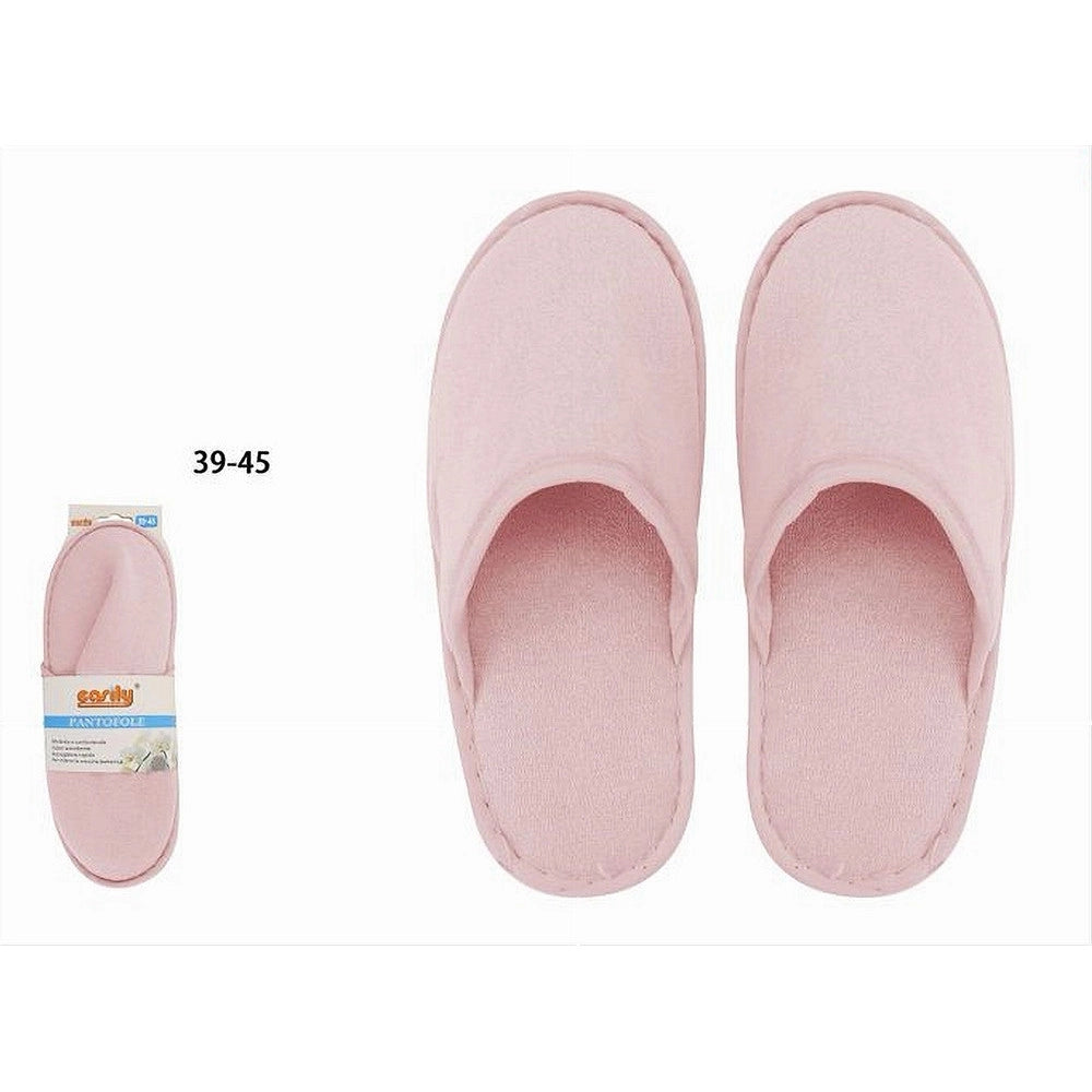 Trade Shop - Coppia Pantofole Ciabatte Bagno Chiuse In Tessuto Rosa Taglia 39-45 Stanza 79691 -