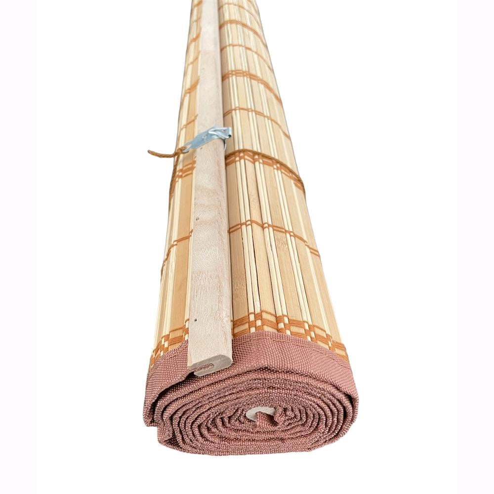 Tapparella in Listelli Bambù Bordo Cotone 100x160H cm Midollino Colore Marrone Giorgia