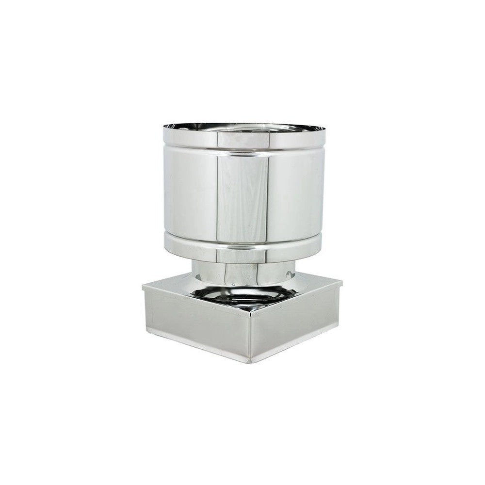 Fumaiolo da 40x40cm tipo botte 4 venti inox aisi 304 base quadra