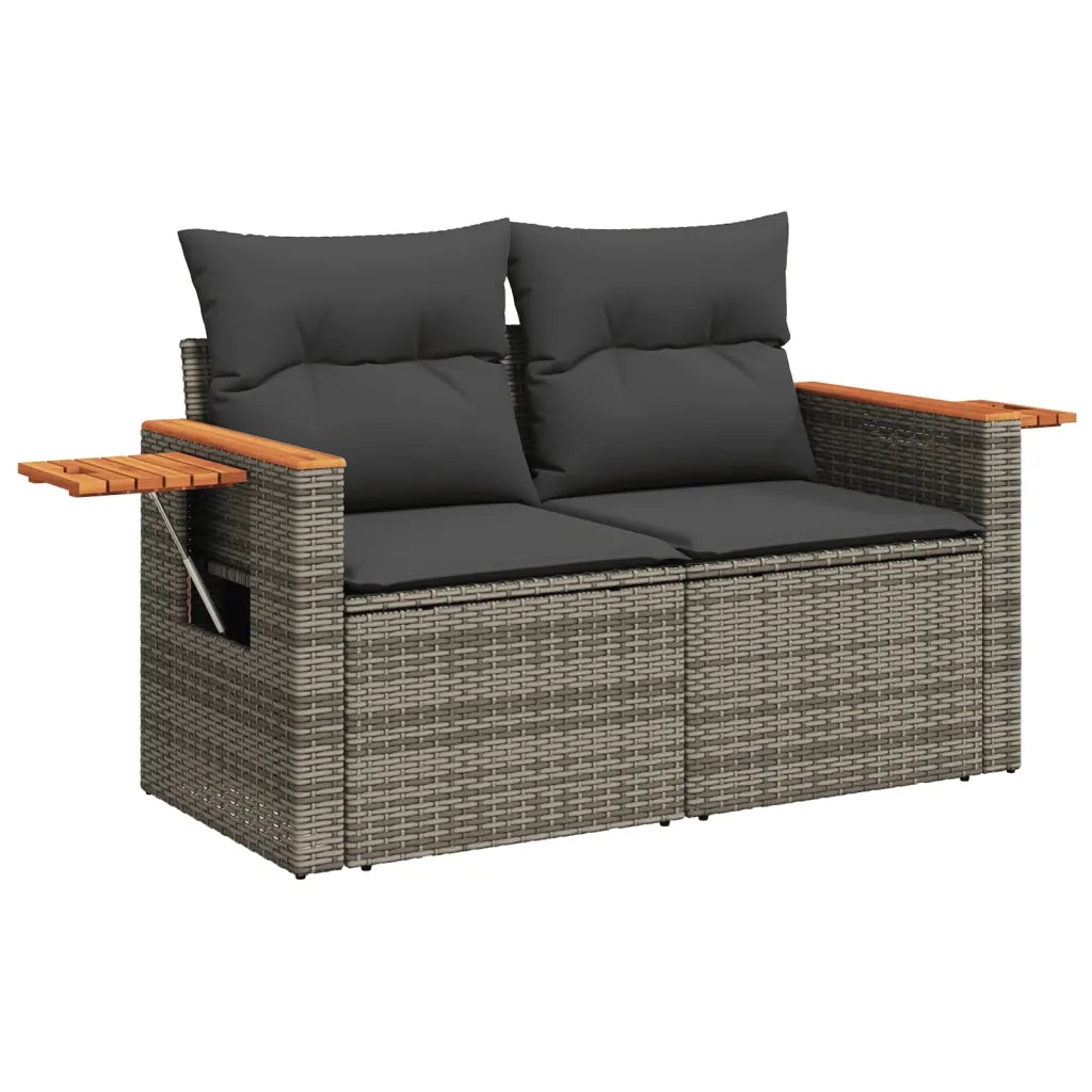 Set Divano da Giardino 6 pz con Cuscini Grigio in Polyrattan 3226858