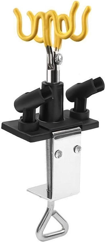 Supporto per pennello a spruzzo da tavolo con chiusura a vite - Rotativo - Nero - Organizzatore - Stazione per pennelli a spruzzo - Kit - Rotazione - Adatto per 4 pennelli a spruzzo - Artisti - Pittori - Appassionati - Modello Nero