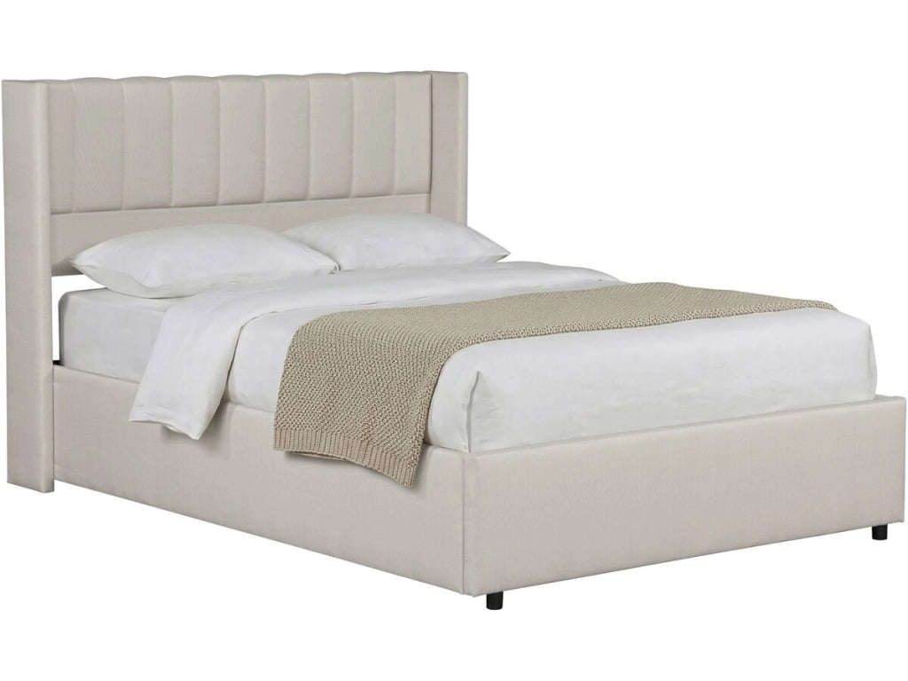 Letto matrimoniale "Saint-Moritz" in lino con contenitore - 160 x 200 cm - Beige