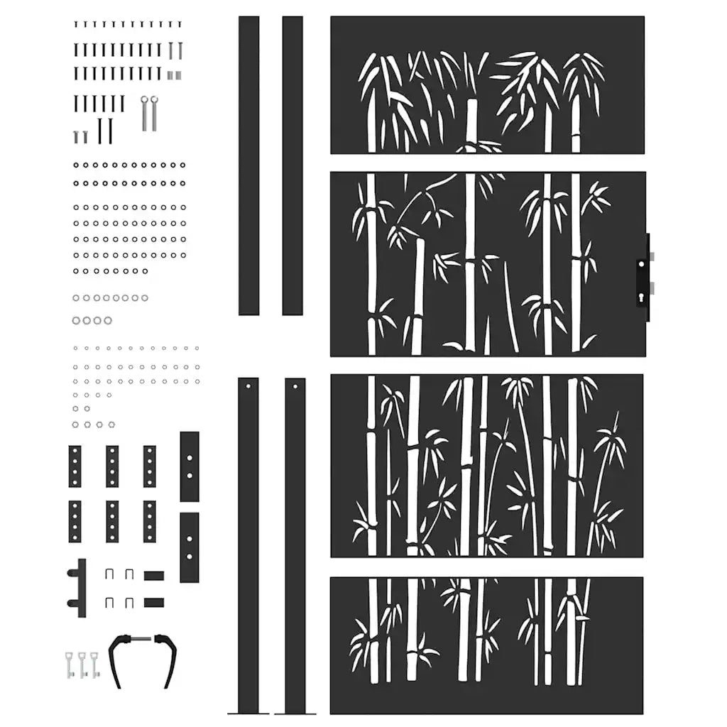 Cancello da giardino con blocco Nero 110 x 205 cm 42015898