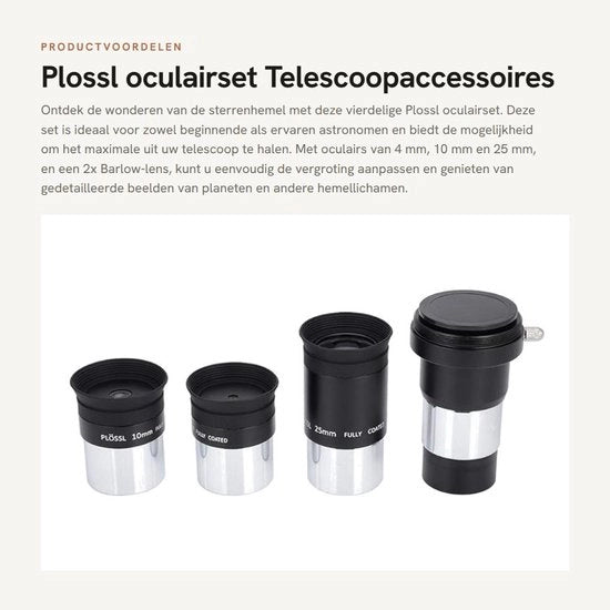 Accessori per telescopio - Set oculare Plossl - Migliora l'esperienza di osservazione - 1,25 pollici - Astronomia e fotografia - Amplificazione con lente Barlow - Geometria ottica avanzata - Accessori per astronomia