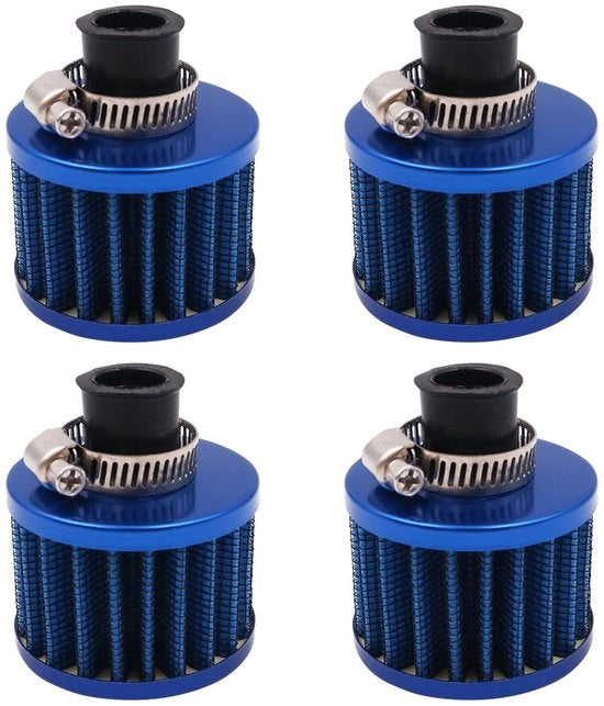 Filtro dell'aria 12 mm - Set di filtri dell'aria di aspirazione fredda universali - 4 pezzi - Filtro dell'aria di aspirazione automatico - Alta efficienza di filtrazione - Riduce la resistenza di aspirazione