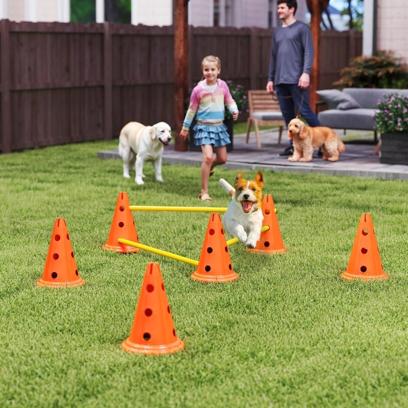 Kit di agility per cani: set di 3 pezzi per l'addestramento all'agilit¨¤ del cane, comprendente 6 coni, 3 ostacoli e una borsa per il trasporto.