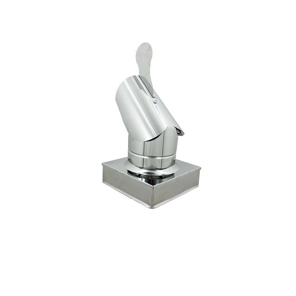 Fumaiolo gallo 52x52cm in acciaio inox base quadra