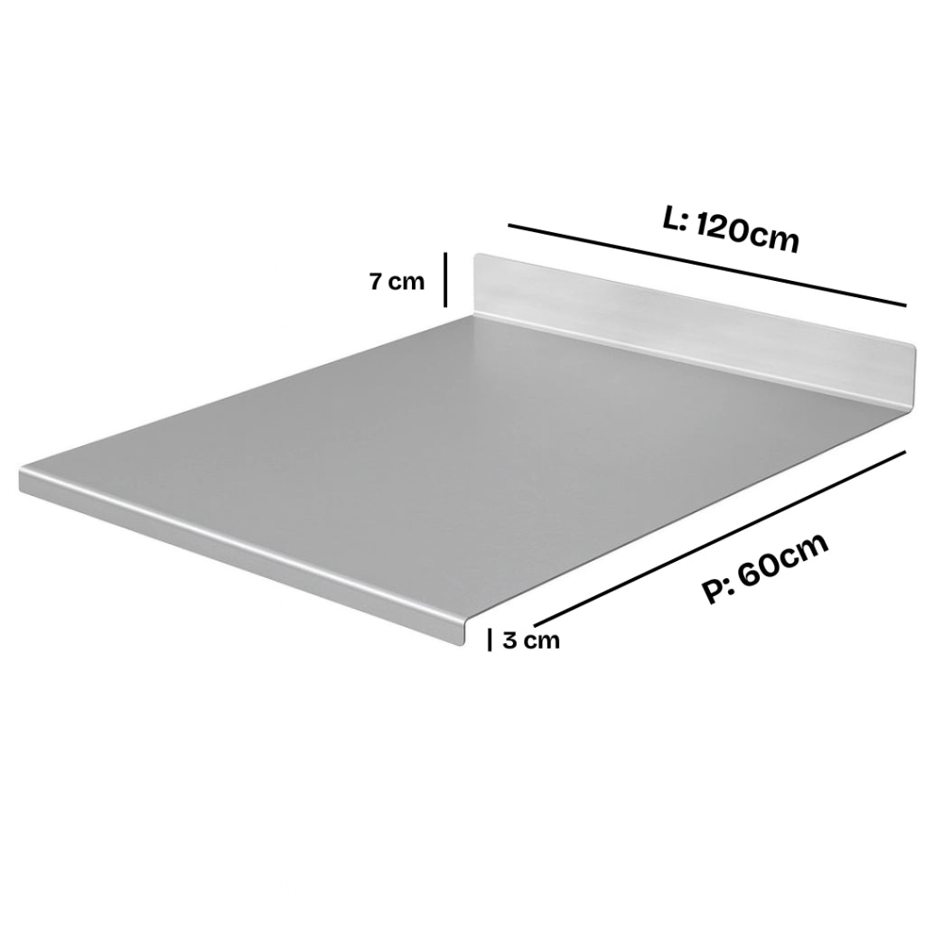 ZoiMania - Spianatoia in Acciaio Inox - Cucina - Profondità 60 Dimensione Spianatoia: L 120 x P 60 x 7cm x 3cm