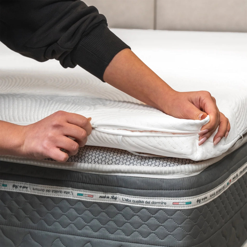 Topper Memory Foam 180x200 - alto 7 cm, a portanza differenziata, sfoderabile | One H7