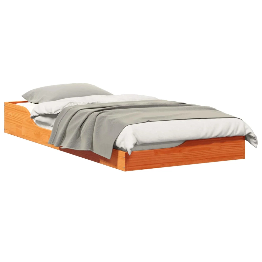 Letto singolo | Letto per adulti | Struttura del letto Marrone cerato 90 x 190 cm Pino massello