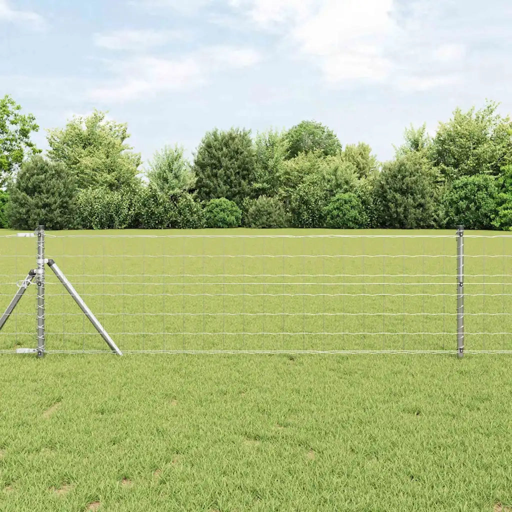 Recinzione da Giardino | Recinzione con Posto Argento 0,6 x 10 m Acciaio e PVC