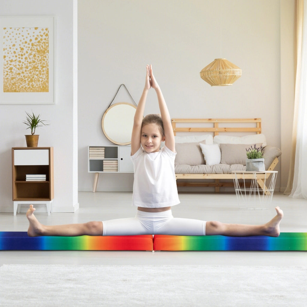Trave da equilibrio pieghevole in schiuma con base in legno solido e fondo antiscivolo-Trave da equilibrio pieghevole con maniglia Colorato