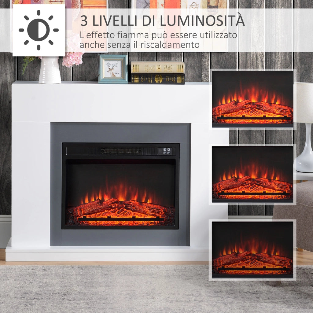 Easycomfort Camino Elettrico a Parete con LED Effetto Fiamma e Timer, Copertura 37m², 2000W - Bianco
