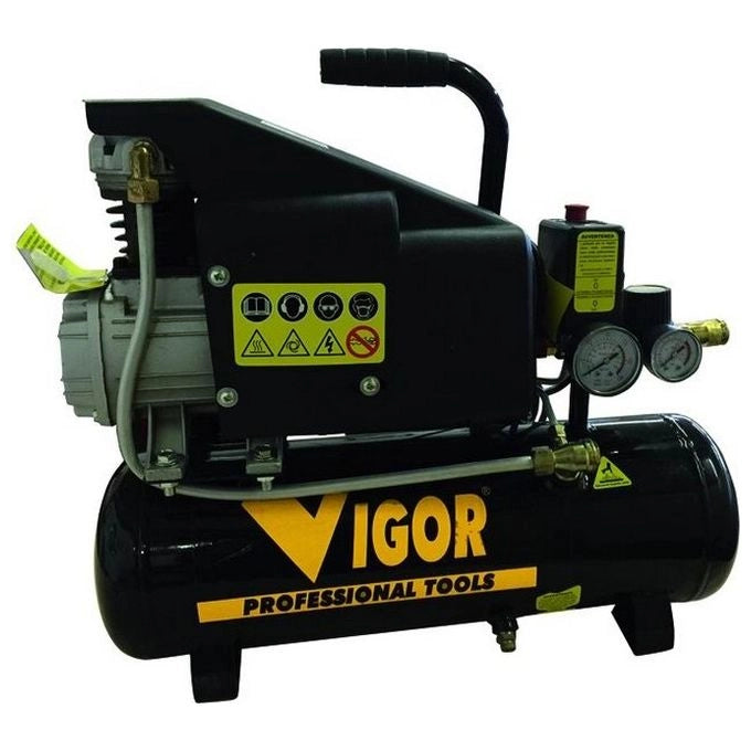 Vigor VCA-8L Compressore Elettrico Portatile 8 L 1 HP 750W 8 bar Trasmissione Diretta 1 Cilindro 118 lt-min