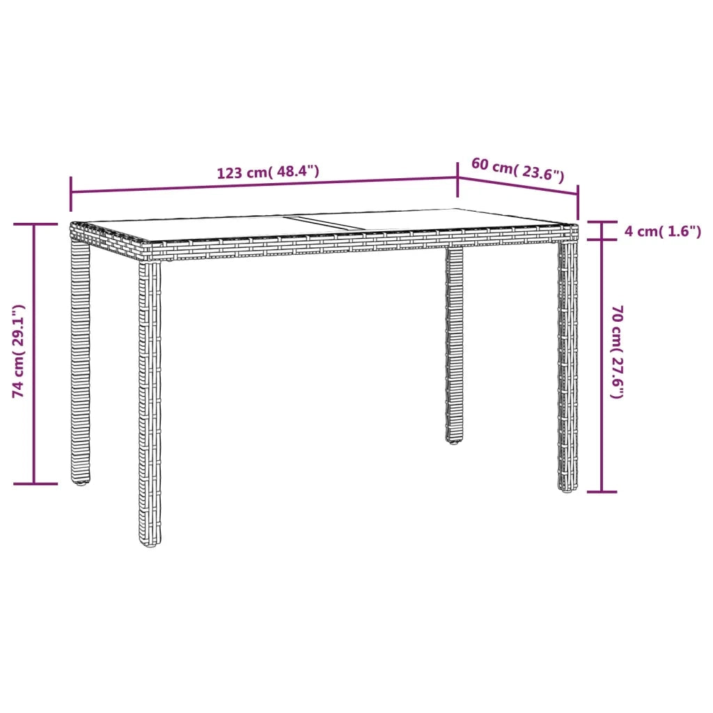 Set da Pranzo da Giardino 3 pz con Cuscini in Polyrattan Beige 3095494
