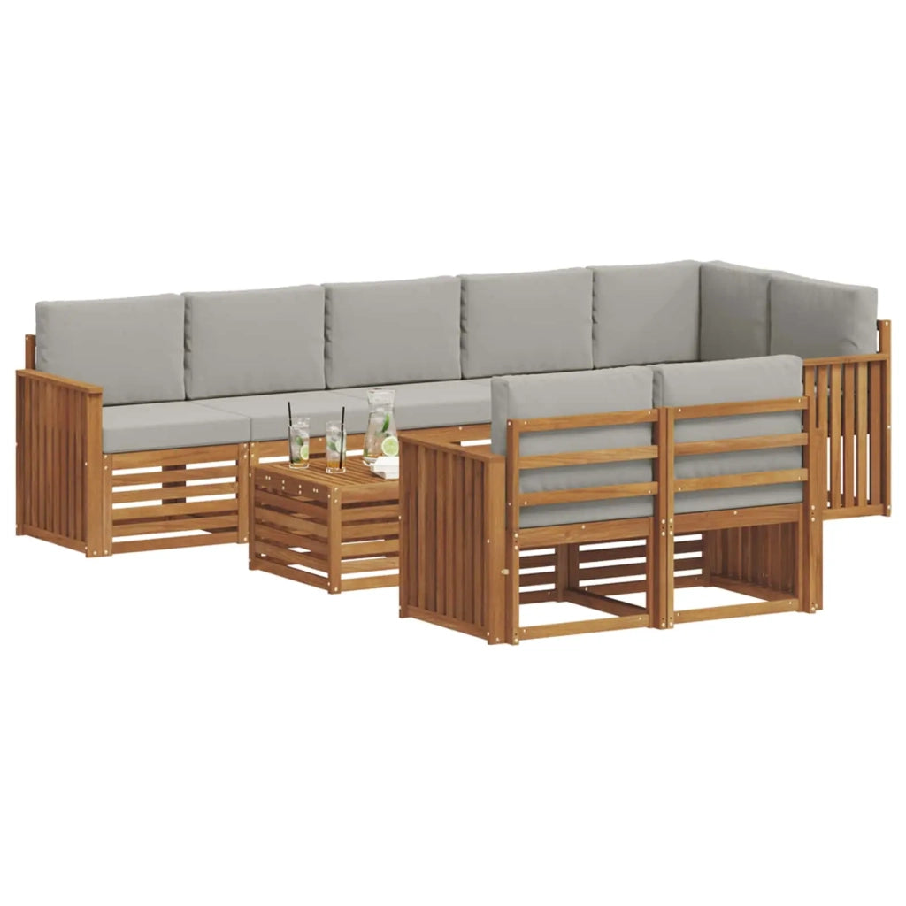 Set divani con cuscino 9 pcs Grigio Naturale e Chiaro 3375046