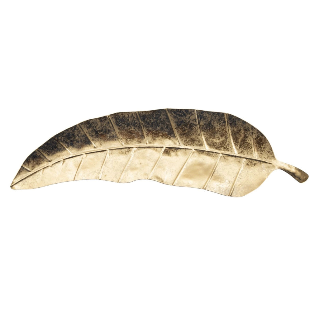 Vassoio Foglia 6, Oro, Metallo, 38x3x11 cm