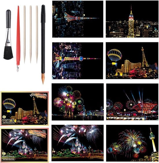 Set di Carte da Visita - Scratch Schilderen Regenboog - 8 pezzi