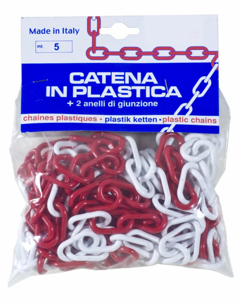PL CATENA PLASTICA BIANCO ROSSO D 8 MM DA 5 M- 1,0 pz