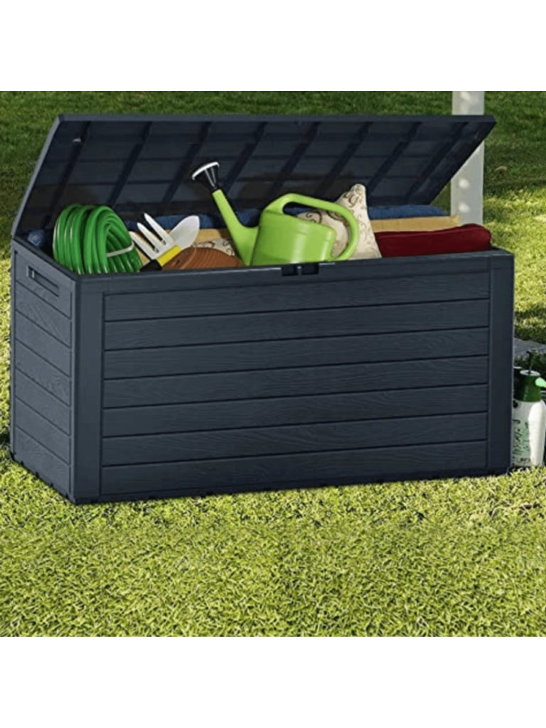 Baule da Giardino Impermeabile, Contenitore da Esterno con Maniglie, 280 L, Effetto Legno,Antracide