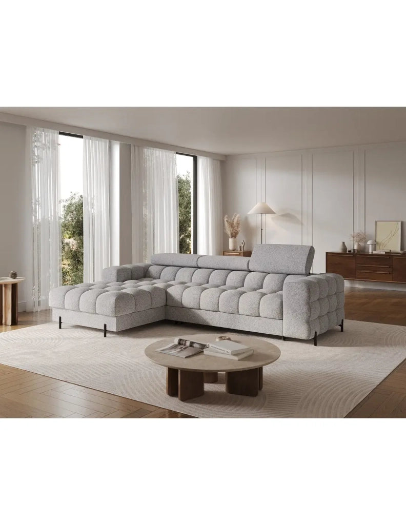 Divano angolare sinistro convertibile Grigio mélange linea moderna 285x99x181cm FILTRO