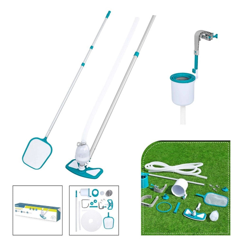 Trade Shop - Kit Completo Per Cura Pulizia Piscina Fuori Terra Fino A 610cm Con Aspiratore Skimmer 58237 -