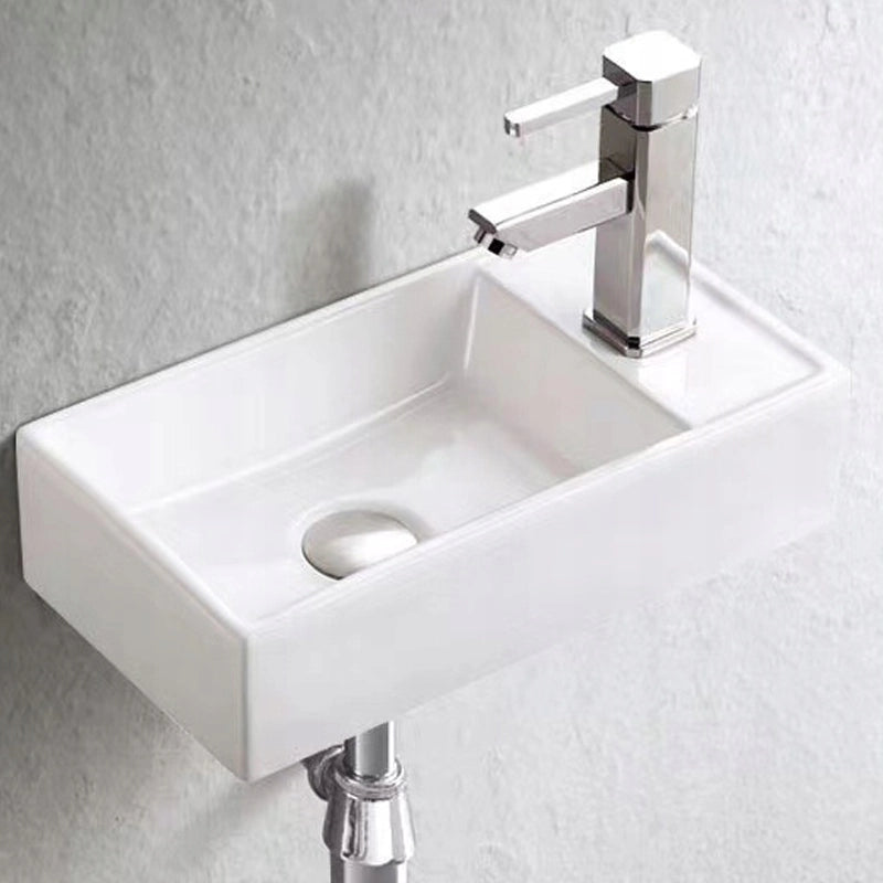 Lavabo da appoggio rettangolare in ceramica bianca da posizionare su piano 40x22 cm