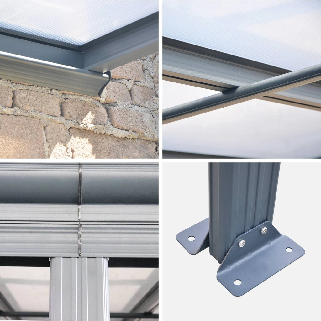 Pergola a parete struttura in alluminio 3x4 m  con grondaia, antracite