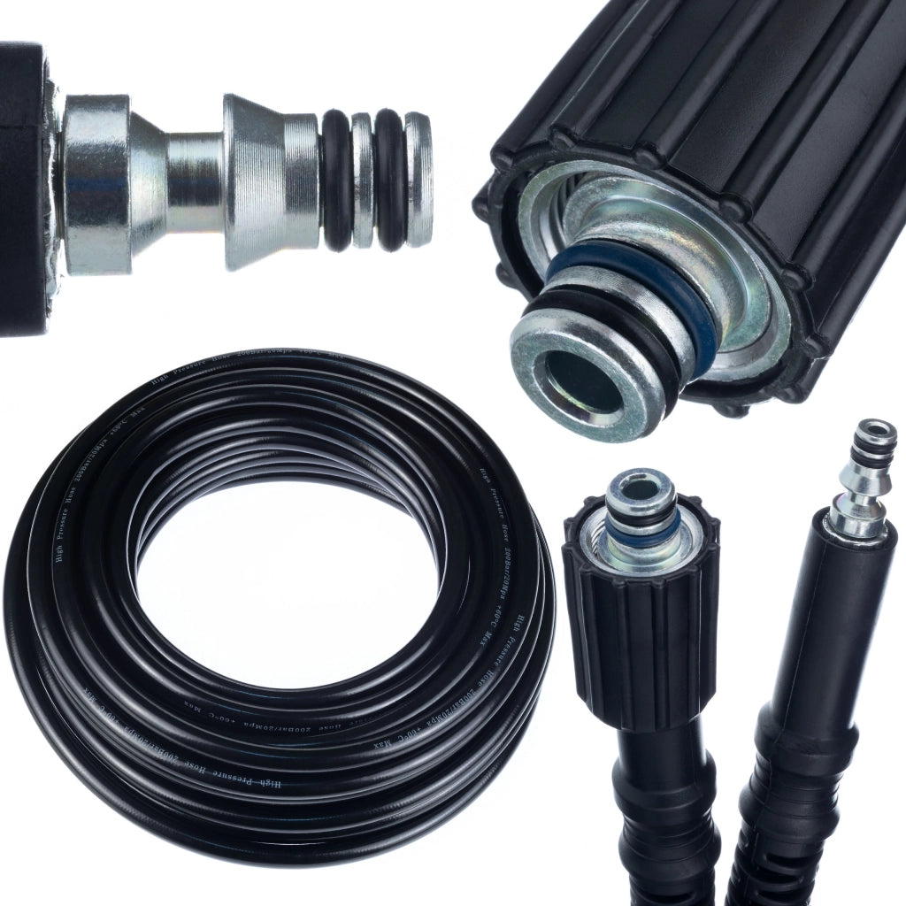 Tubo Alta Pressione 10m Click-M22 – Nylon e PVC, 200 Bar, 60°C | Compatibile con Idropulitrici Parkside PHD 100–135