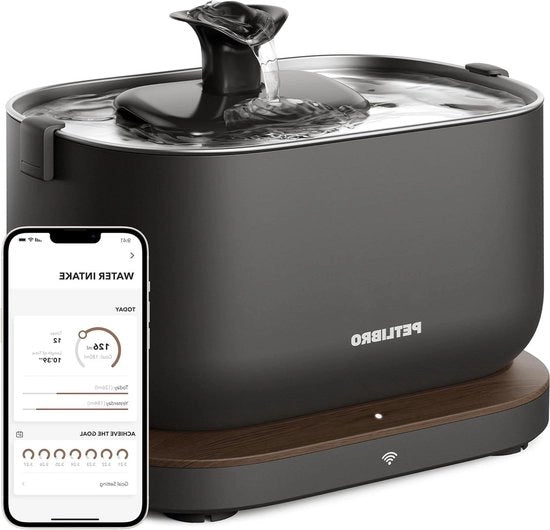 Fonte d'acqua automatica per gatti con sistema di controllo intelligente, connessione Wi-Fi 2,4 GHz, 2,5L, ultraleggero