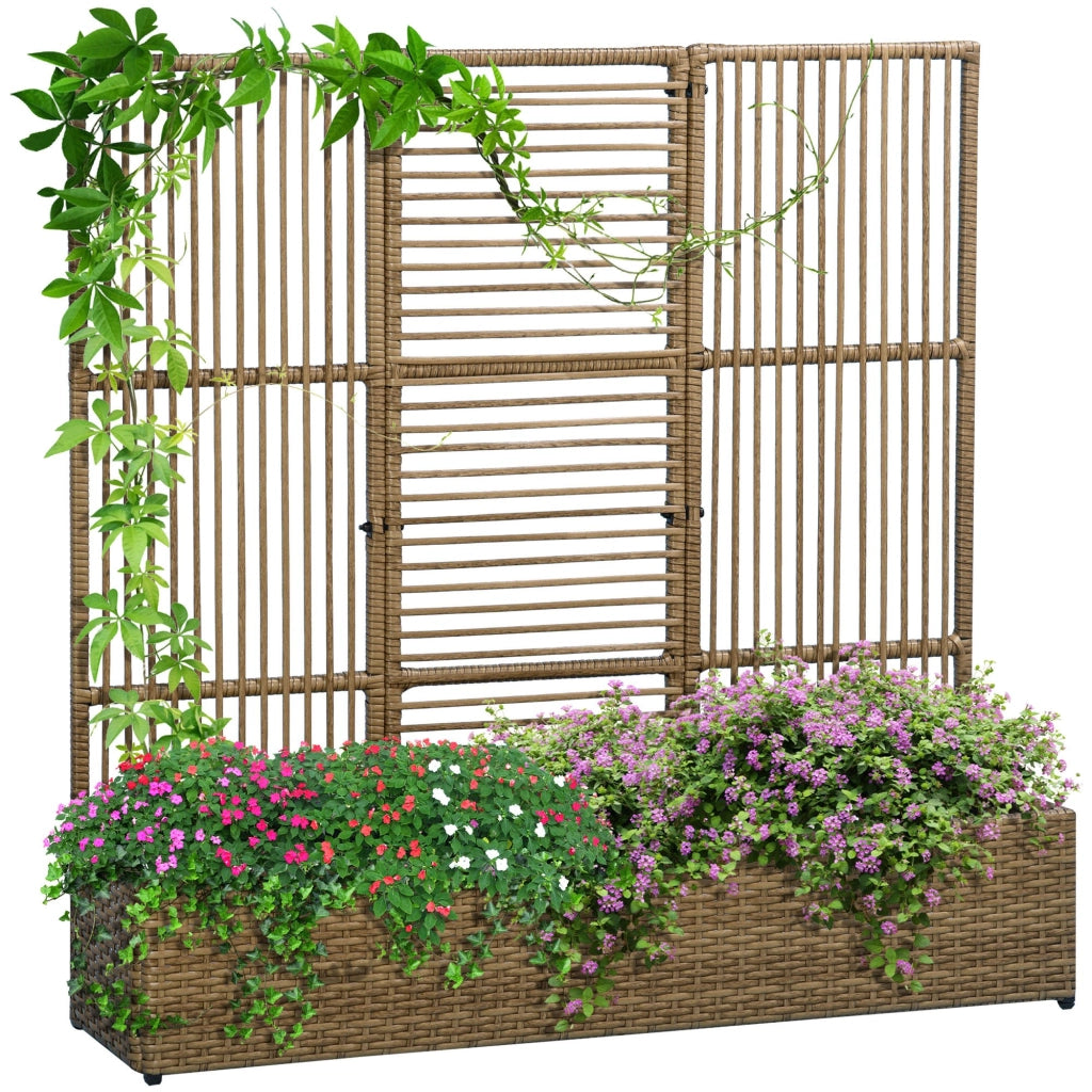 Fioriera con grigliato ¨C Minimal ¨C Polyrattan, sabbia, 103x29x103 cm