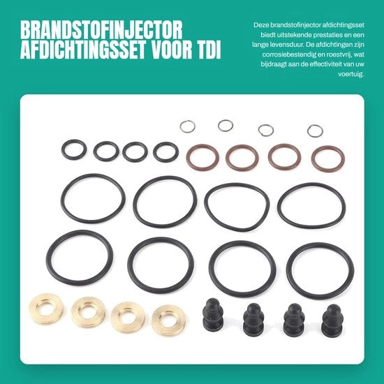 Set di afdichting per iniettore di combustibile - 4 set - Adatto per 1.2/1.4/1.9/2.0 TDI - Resistente alla corrosione - Resistente all'ossidazione - Prestazioni a lungo termine - Afdichting dell'iniettore