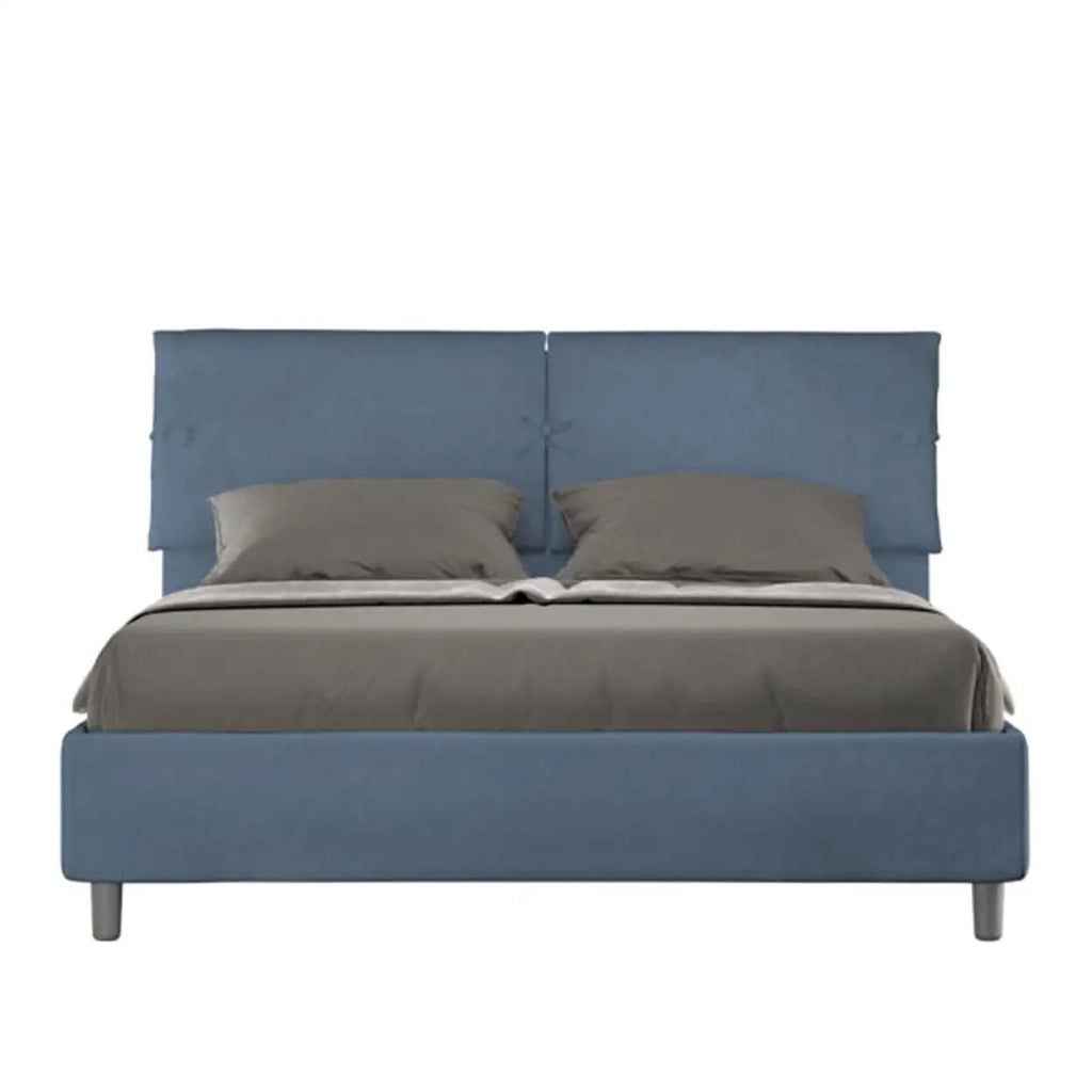 Letto matrimoniale senza rete imbottito 160x190 microfibra blu Sleeper