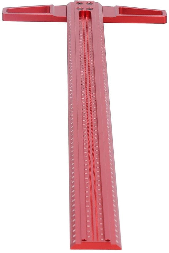 Liniaal a forma di T - 600 mm - Precisio e facile da usare - Rosso - Per lavorazione del legno e disegno - Adatto per vetro e legno - Tegnatura