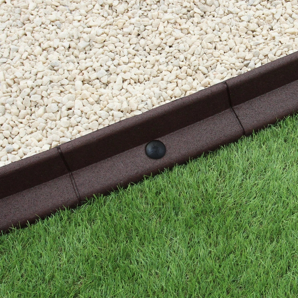 Bordatura per Aiuole Bordo Prato da Giardino Palizzata Flessibile fino a 70° in Gomma Resistente agli UV Pezzi da 1.2m - Marrone - 4 pezzi