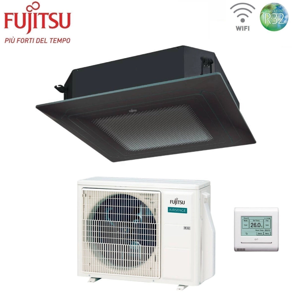 Condizionatore a Cassetta Fujitsu KR Circular Flow Black 18000 Btu AUXG18KRLB R-32 Wi-Fi Optional con Griglia e Filocomando