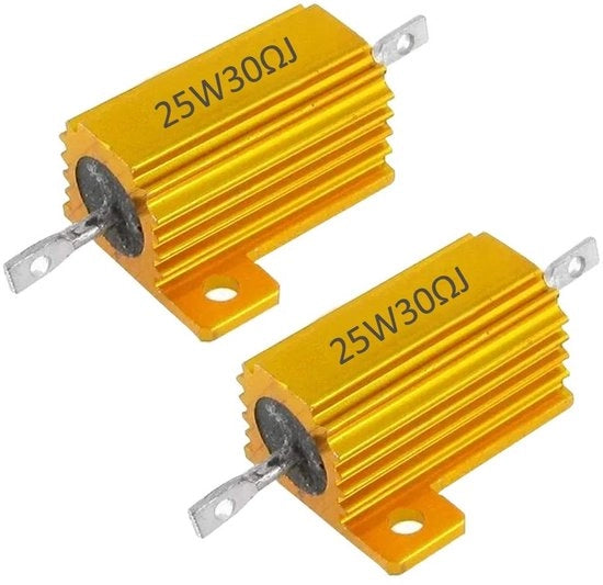 Resistenza di Carico - 25W Resistenza di Filo - Cassa in Alluminio - 30 Ohm - Duraturo e Affidabile - Adatto per Elettronica - 2 Pezzi