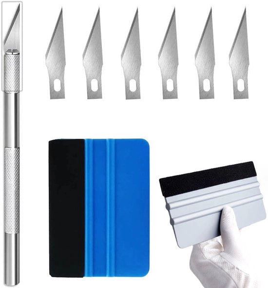 Set di spatole in vinile professionale - Strumento per la pellicola di oscuramento - Antiscivolo/Raschiatrice - Materiale plastico duraturo - Bordo in velluto - Resistente agli urti - Strumento per la pellicola
