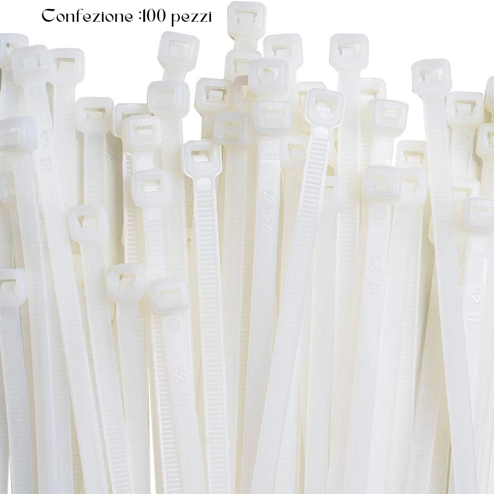 Raytech fascette per cablaggio in nylon autoestinguente confezione da 100 pezzi *** colore bianco, dimensioni 7,6 x 3...