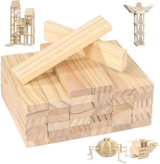 Blocchi di lavoro 70 pezzi - Blocchi di legno 110 x 22 x 8 mm - Blocchi di legno naturali - Progetti di fai da te - Ispirazione creativa - Legno naturale premium