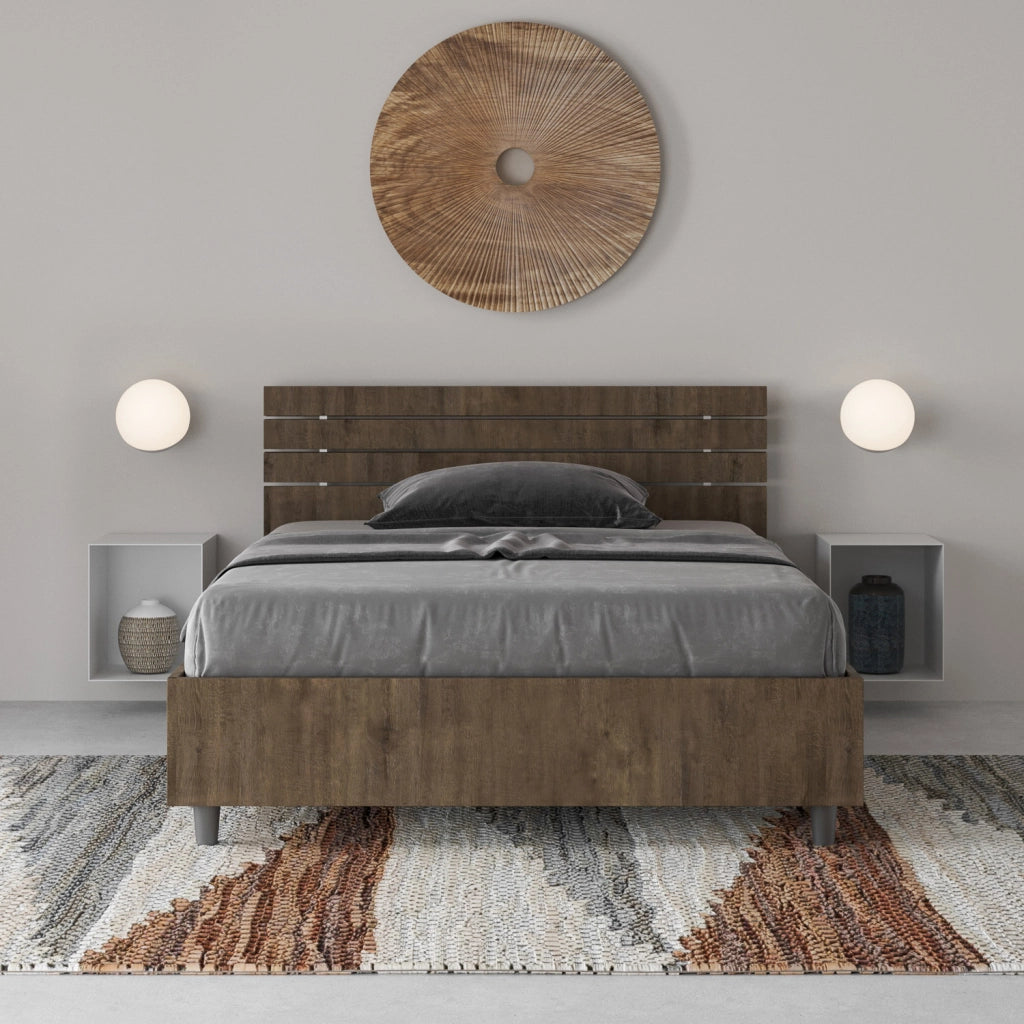 BS COM Letto una piazza e mezza contenitore 120x200 testata dritta con doghe noce