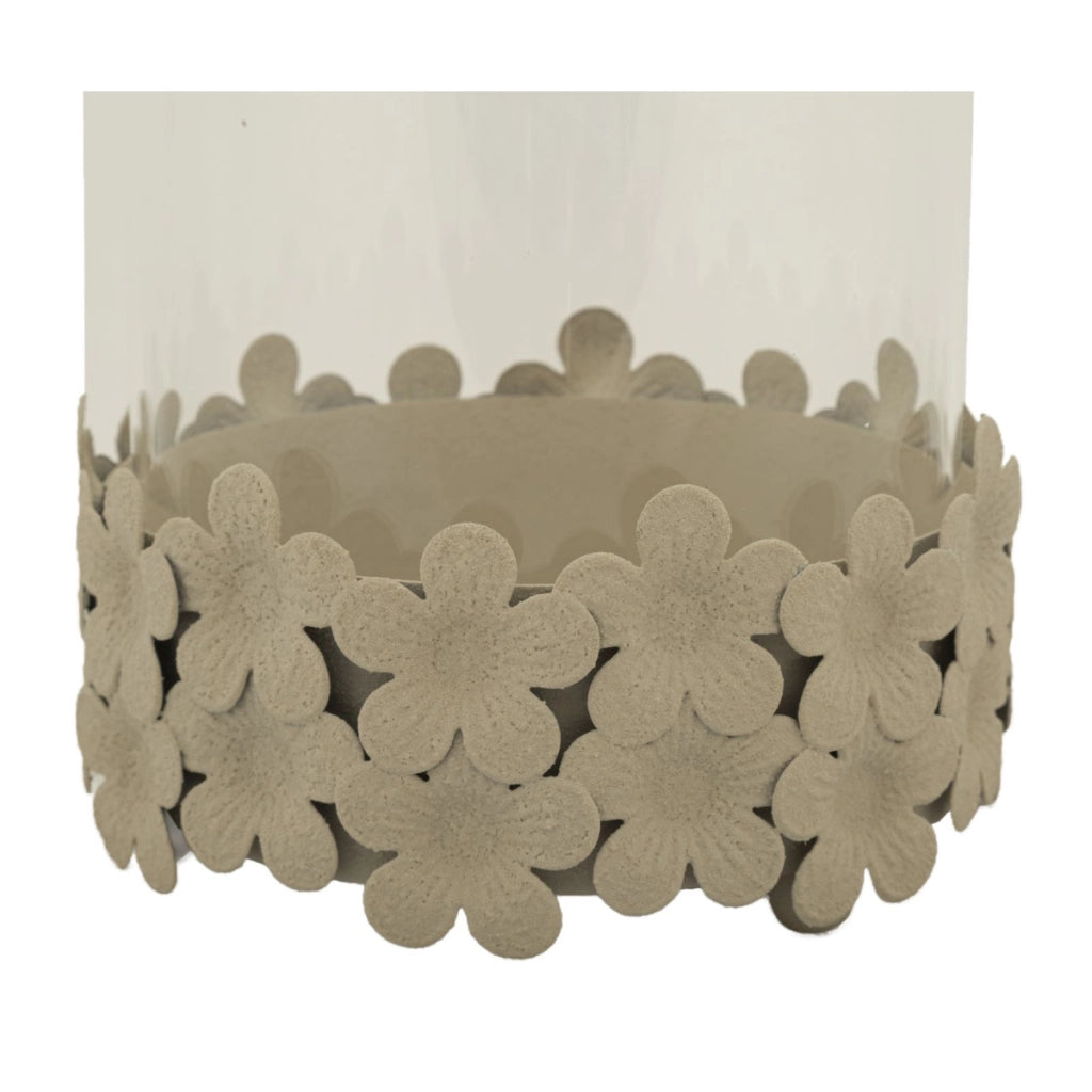 Portacandela VKH744, Beige, Metallo, 14x14x21 cm