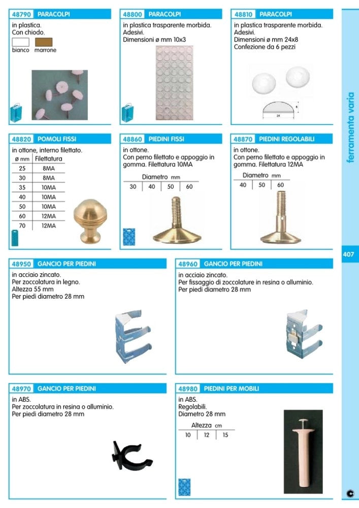 10pz piedino regolabile ma12 x diametro mm.60 cod:ferx.4081