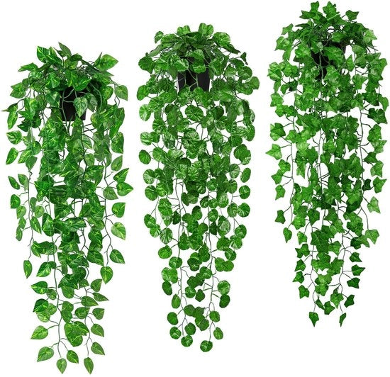 Tre pezzi di piante artificiali appese in un vaso da 90 cm piante artificiali di edera codificata piante artificiali di vite senza manutenzione decorazione di eucalipto per interni esterni giardino decorazione per muro