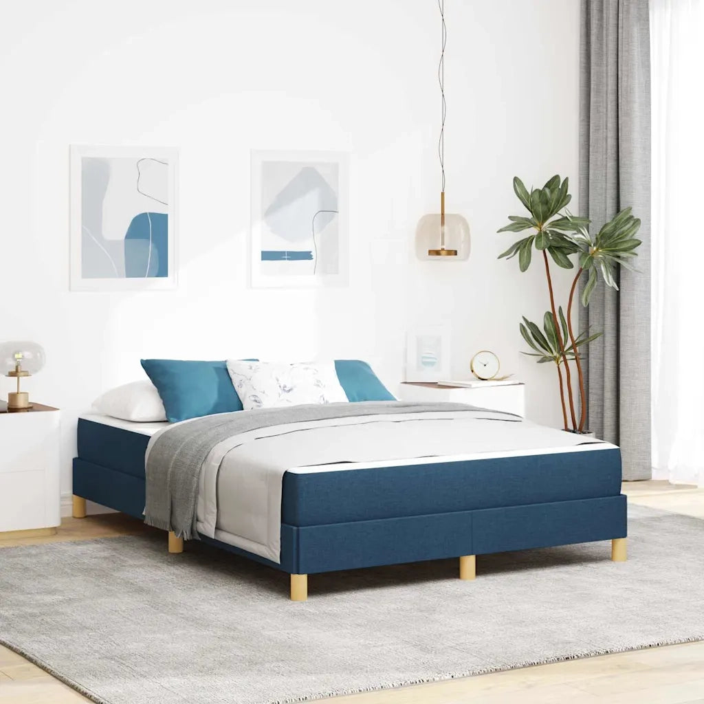 Letto a molle con materasso Blu 160 x 200 cm Tessuto